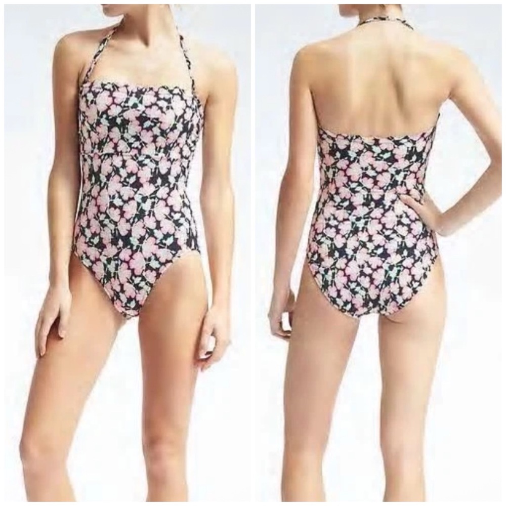 Banana Republic floral one piece swimsuit Bandeau One Piece Bathing Suit Size M
